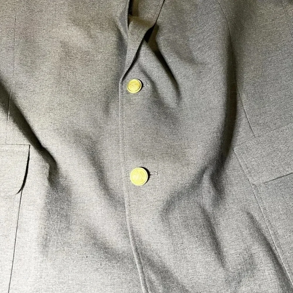 David Taylor Gold Button Hopsack Solid Gray Blazer Sport Coat Jacket 44L‎ Long